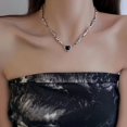 thumbnail image 3 of Collar de circonita negra Love para mujer, estilo hip hop, estilo frío, cadena de clavícula para chica sexy, cadena para el cuello con colgante de alto sentido, 3 of 6