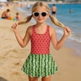 thumbnail image 3 of DISNIMO Watermelon Print Girl Swimsuits One Piece Swimwear with Skirt Sleeveless U Neck Bathing Suit Quick Dry Swim Dress for Kids Girls 3-4Y, 3 of 8