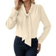 thumbnail image 2 of Long Sleeve Shirts for Women Elegant Tie Neck Blouse Long Sleeve Soft Tunic Top with Bow Detail Outfits Modern, 2 of 9