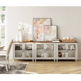 thumbnail image 2 of TV Stand for 100 Inch, Ample Storage Cabinet with 6 Glass Doors, Wooden Entertainment Center Storage Cabinet for Living Room or Dining Room or Bedroom, Off White, 2 of 7