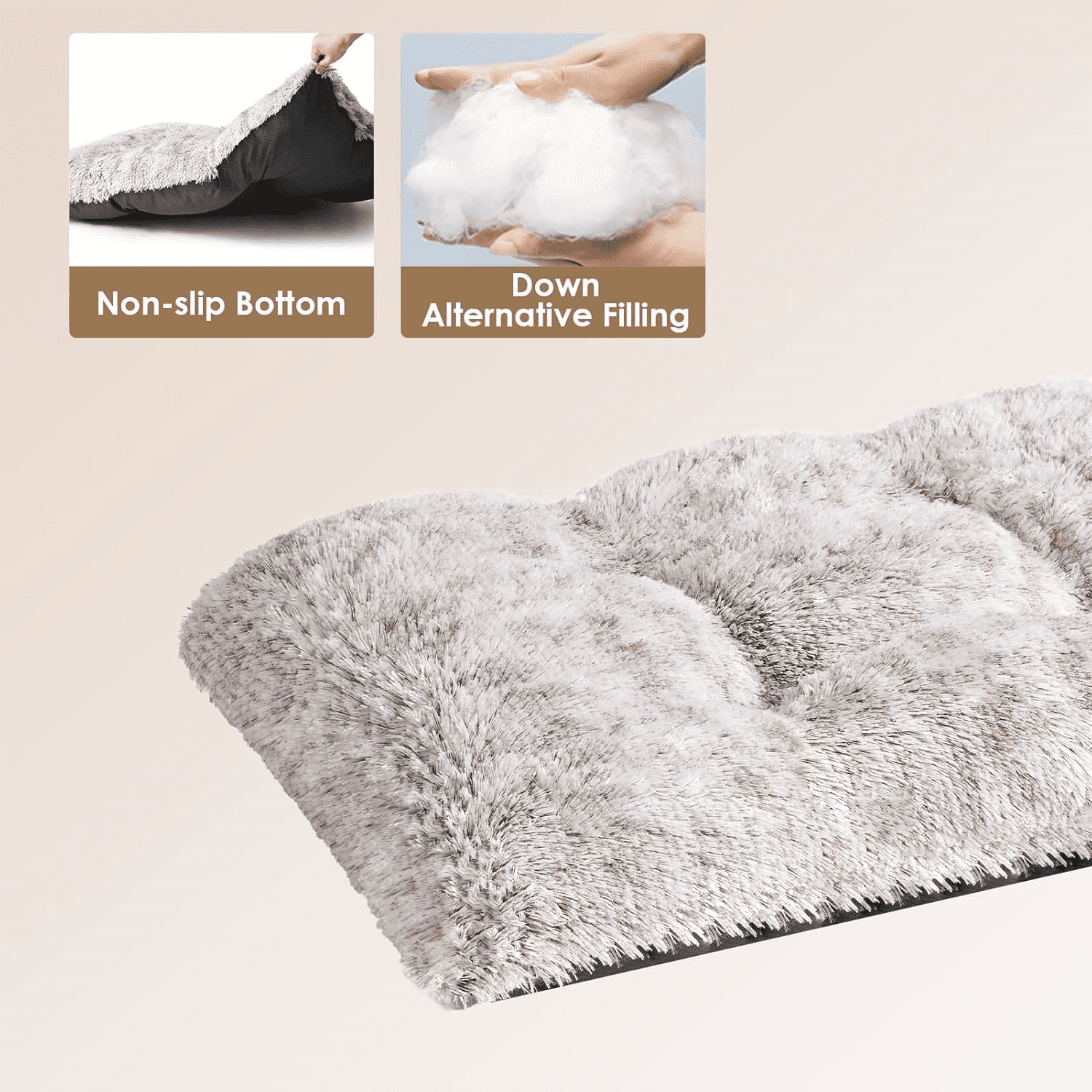XXL Dog Crate Pad, Plush Faux Fur Bed for Extra Large Dogs, Calming Anti Anxiety XXL Dog Bed, Washable Soft Warm Mat with Non-Slip Bottom