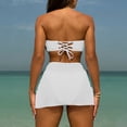 thumbnail image 4 of PWPSG Metal Accent Bandeau Bikini Three Piece Swimsuit with Matching Sheer Skirt Cover Up White L, 4 of 8