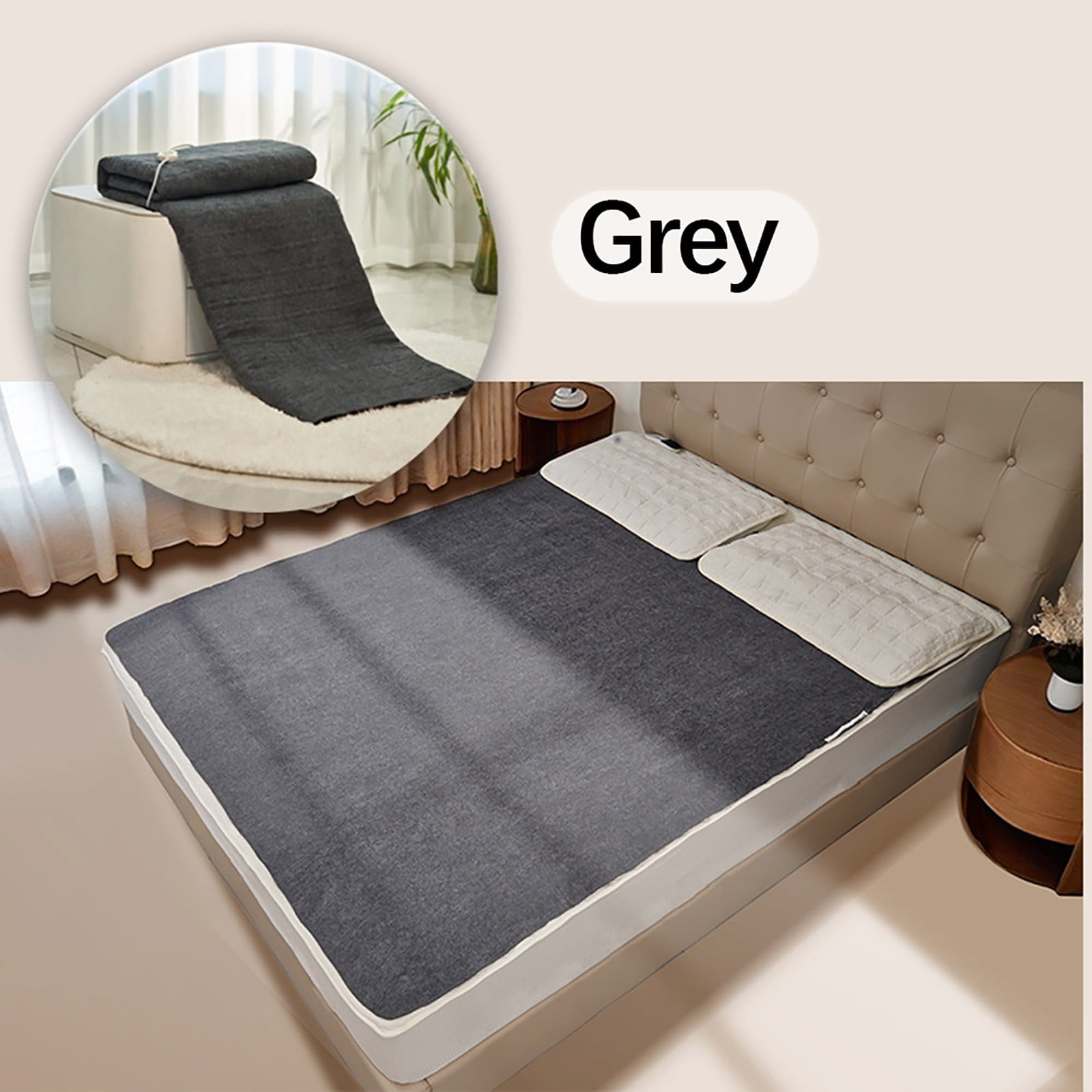 Kumdkd Electric Heated Blanket, Constant Temperature Warming Pad with 10 Heat Settings & Auto Shut-Off, Soft Flannel Double Size 50x60 Inch for Bed & Sofa