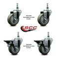 thumbnail image 2 of 3.5 Inch Gray Polyurethane 10MM Threaded Stem Caster Set 2 Brakes SCC, 2 of 2