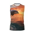 thumbnail image 6 of Lsque Sunset Dancing Dolphin B Print Men's Cotton Blend Sleeveless Muscle Shirts (S-3XL)- Moisture Wicking, Odor Protection, UPF 30+,Small, 6 of 8