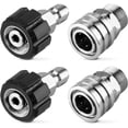 thumbnail image 1 of 4 Pack Pressure Washer Adapter Set Stainless Steel Quick Connect Kit M22 14mm To 3/8 Inch Swivel Fittings, 1 of 7