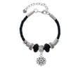 thumbnail image 2 of Delight Jewelry Silvertone Antiqued Snowflake Grandmother Celtic Knot Leather Bead Bracelet, 7"+2" Extender, 2 of 4
