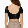 thumbnail image 3 of GBSYEWXS Women Shirts Crew Neck Short Sleeve Sequins T-Shirts Comfortable Casual Black Tops, 3 of 5
