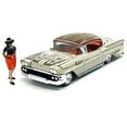 thumbnail image 2 of 1958 Chevrolet Impala Lowrider Beige with Graphics and Orange Interior with Diecast Figure Limited Edition to 3600 pieces Worldwide 1/64 Diecast Model Car by Racing Champions, 2 of 3