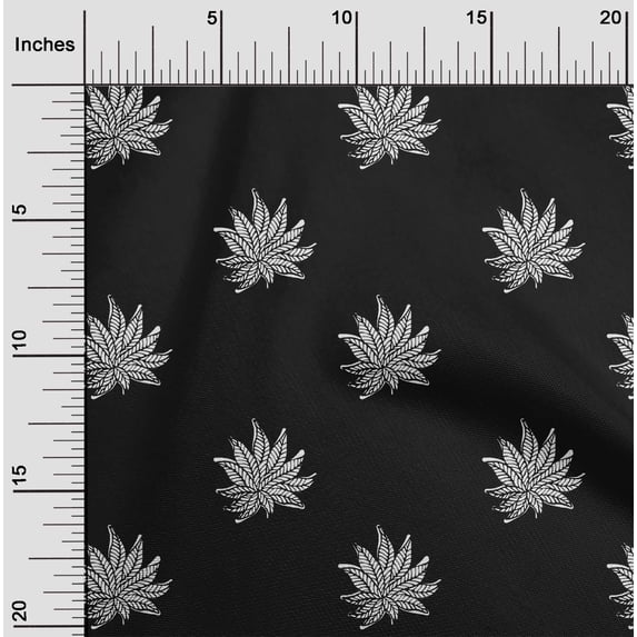 oneOone Organic Cotton Voile Fabric Leaves Block Printed Craft Fabric BTY 42 Inch Wide