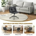 thumbnail image 7 of GIANNA Armless Office Desk PU Leather Wide Seat with Wheels, Criss Cross Legged Chair, Height Adjustable, Swivel, For Home Bedroom Office - Black, 7 of 7
