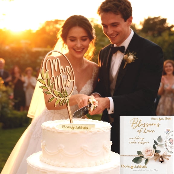 Boisdubois Mr and Mrs cake topper, Rustic Wooden Wedding Cake Toppers,Bride groom cake topper Wedding, Eco-friendly, Anniversary Decorations