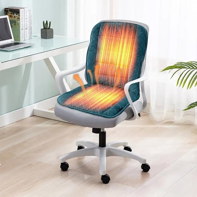 Heated Office Chair Cushion with Lumbar Support - Electric Warming Seat Pad for Long Hours Sitting, Winter Warmth, and Back Comfort
