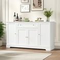 thumbnail image 7 of Homfa 54.3"W Kitchen Sideboard Cabinet with Drawer, 4 Door Buffet Storage Cabinet with Adjustable Shelves, White, 7 of 7