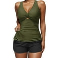 thumbnail image 6 of Aobny Solid Bathingsuits 2 Piece Womens Swim Suits Crew Neck Tankinis Boy Shorts Green Swimsuits for Women,XXL, 6 of 8
