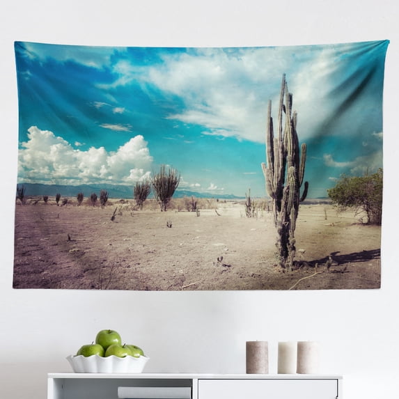 Cactus Tapestry, Photo of Cactus Plant Flower with Spike Botanical Desert Garden Floral Image, Fabric Wall Hanging Decor for Bedroom Living Room Dorm, 2 Sizes, Green and Pink, by Ambesonne
