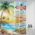 thumbnail image 7 of MIZHONA Ocean Beach Theme Shower Curtain Summer Seaside Coastal Fabric Bathroom Curtain Decoration with Hooks 72"X72", 7 of 7