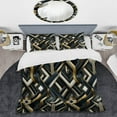 thumbnail image 2 of DESIGN ART Designart "Black And Gold Retro Mosaic Perspectives I" Gold modern bed cover set with 2 shams Full - Queen, 2 of 5