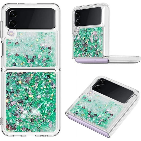 Glitter Liquid Case for Samsung Galaxy Z Flip 3 for Girls Women, Bling Quicksand Clear Soft TPU Cover Shiny Sparkle Luxury Floating Protective Case for Samsung Galaxy Z Flip3 RLS Pink