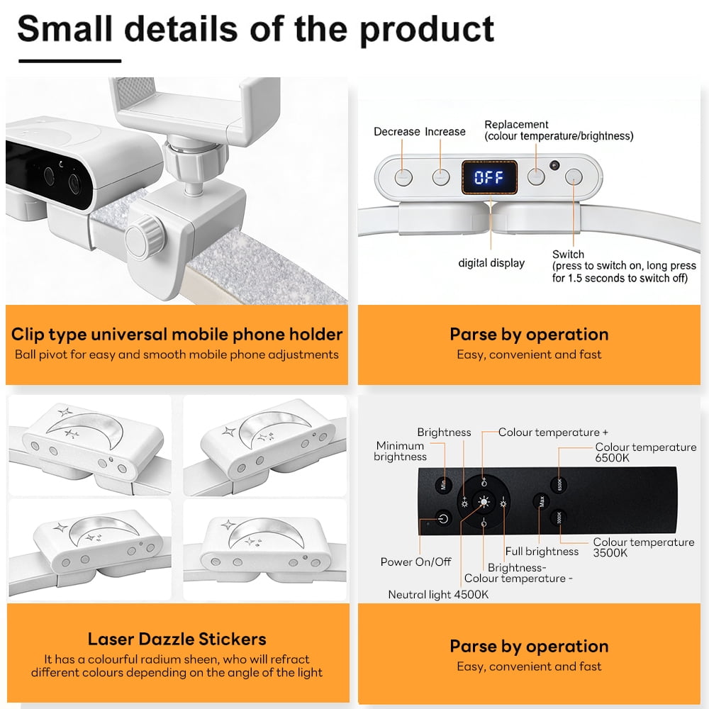 INSMART Half Moon Light for Nail Desk, LED Desk Lamp with Stable Base, Remote Control, 10 Brightness & 3 Color Modes for Nail Art, Eyelash, Tattoo