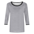 thumbnail image 6 of fatyb 3/4 Sleeve Tops for Women Crew Neck Color Block T Shirts Comfort Blouses Summer Casual Loose Tee, 6 of 7