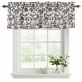 thumbnail image 2 of Farmhouse Black Valances for Windows, Vintage Flower Leaf Botanical Plant Light Filtering Kitchen Curtains, Rod Pocket Window Valance Curtains for Living Room Bedroom, 54" W x 18" L, 2 Panels, 2 of 9