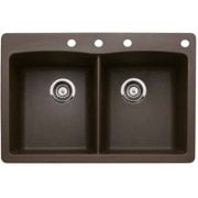 Blanco 441285-4 Diamond 22" X 33" Double-Basin Granite Drop-In Or Undermount 4-Hole Residential Kitchen Sink, Available in Various Colors