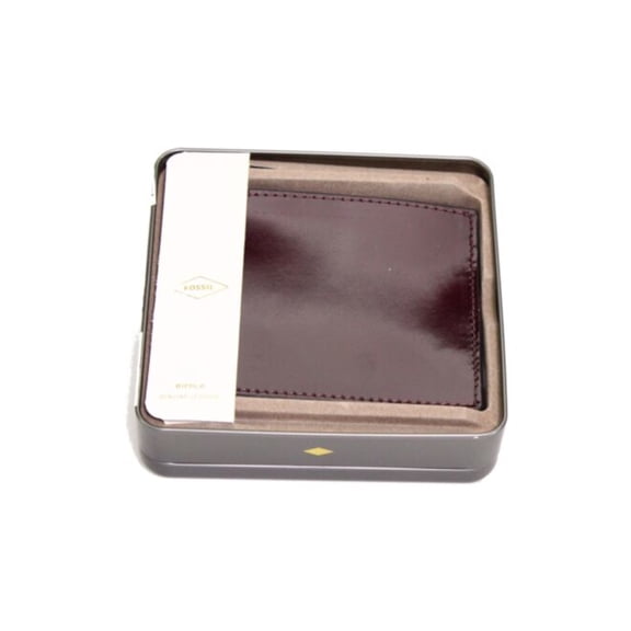 FOSSIL Men's Burgundy Benedict Leather Smooth Bifold Wallet