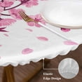thumbnail image 4 of Abstract Pink Cherry Blossom Flower on White Fitted Round Tablecloths 36"-44",Waterproof Table Cloth for Kitchen Holiday Party Tables Decor, 4 of 9