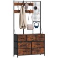 thumbnail image 1 of HOMCOM 4-In-1 Hall Tree with 7 Drawer Fabric Dresser Coat Rack Rustic Brown, 1 of 10