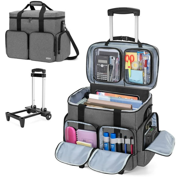 CURMIO Sac Fourre-Tout Roulant pour Enseignant avec Compartiment Rembourré pour Ordinateur Portable jusqu'à 15,6 Pouces, Sac à Roulettes pour Enseignant pour l'Enseignement, le Bureau, l'Artisanat Ou le Tutorat