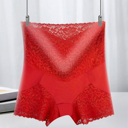 

dmqupv No Show Cotton Underwear Women Womens Lace High Waist Pants Abdominal Lifting Underpants Womens Adult Underwear Red Medium