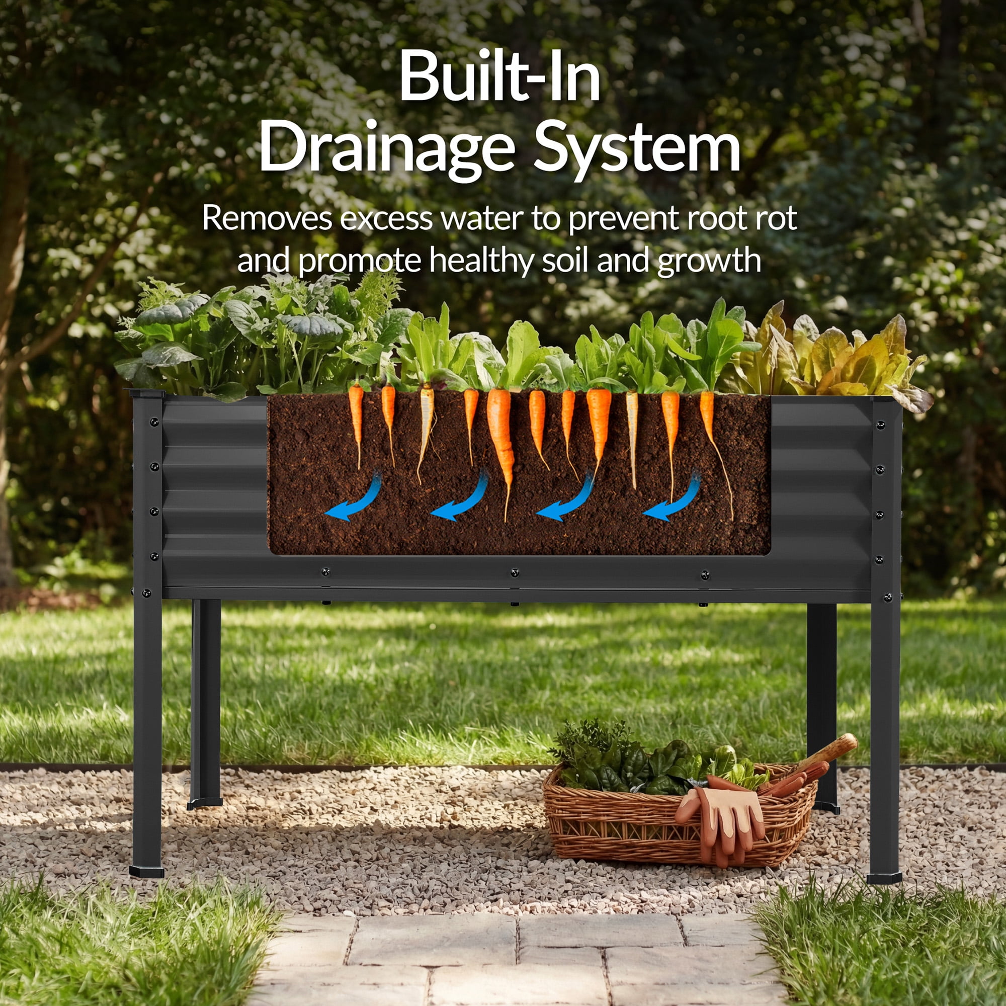Best Choice Products 48x24x30in Elevated Galvanized Metal Garden Bed w/ Corner Protectors - Charcoal