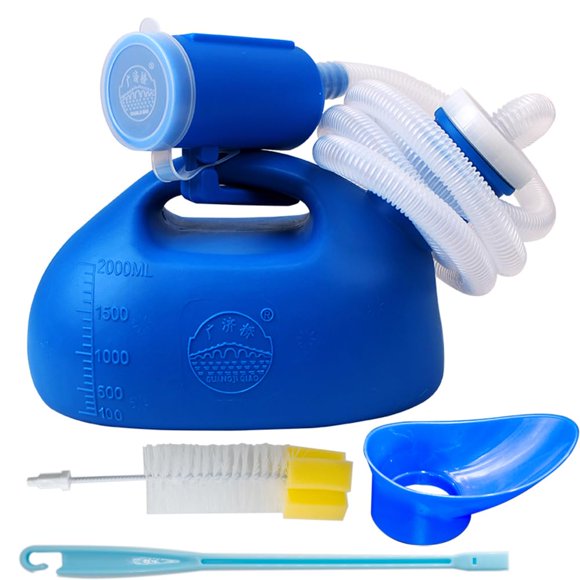 testyu Unisex Urinals, 2000ML Urinal for Men and Women Portable Spill Proof Reusable Plastic Large Pee Bottle Thick Portable Potty Container for Car Home Toilet Travel Camping (Blue)
