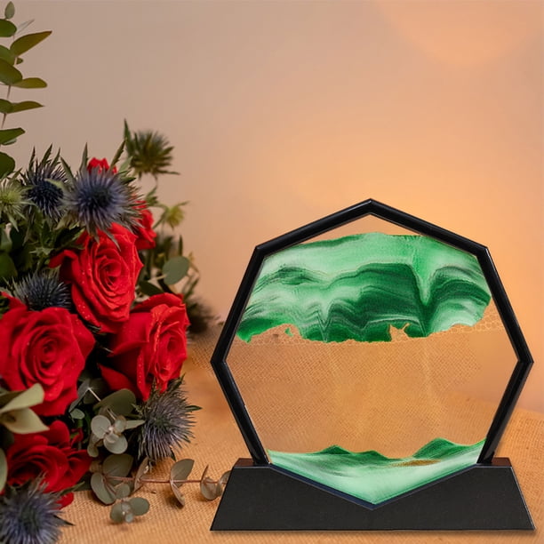 Pintura de arena fluida octogonal, pintura artística de arena para sala de estar, adornos decorativos de escritorio para dormitorio, pintura de reloj de arena octogonal de regalo (10 ml)