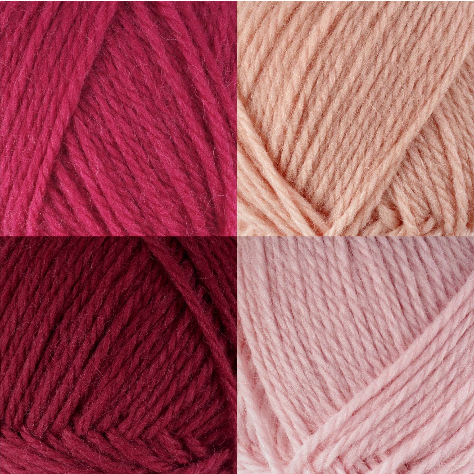 JubileeYarn Snow Blossom Yarn - DK Superwash Wool Yarn - Shades of Red - 4 Skeins