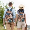thumbnail image 3 of Vsdgher Playful Cat Print Canvas Backpack Travel Rucksack Unisex Knapsack 15.7/17.7Inch Laptop Backpack for Work,College -Small, 3 of 5