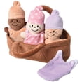 thumbnail image 5 of Creative Minds Cesta de bebés con 3 muñecos de peluche súper suaves de 9 pulgadas para bebés y niños Juego de juguetes sensoriales multiculturales de felpa para bebés con cesta Naranja Púrpura Rosa, 5 of 5