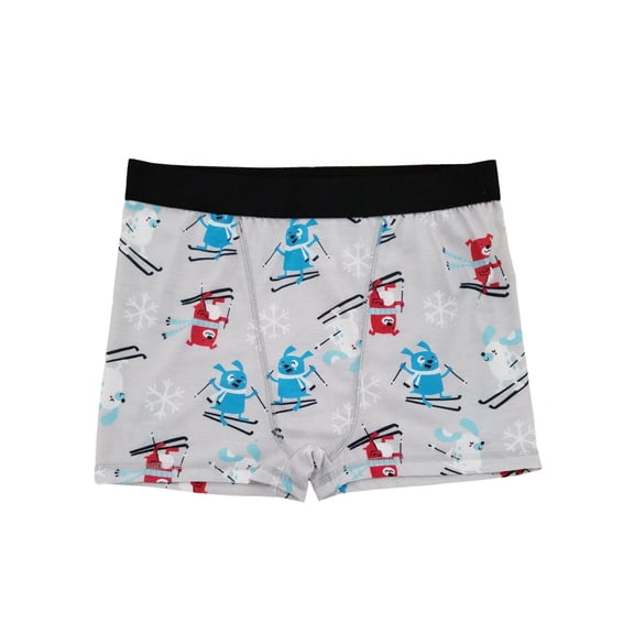 Mens Gray Skiing Dogs & Snowflakes Underwear Boxers Boxer Briefs S