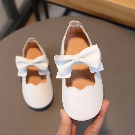 

GEDER-S Girls Elegant Vintage Leather Princess Shoes With Bow Decoration Lightweight Non-slip Slip-on Shoes For Autumn