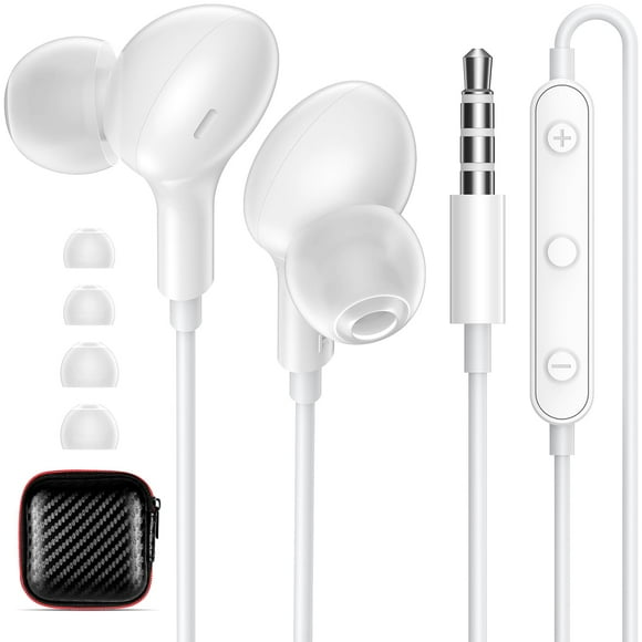 Auriculares con cable iMangoo con micrófono y control remoto 3.5 mm blanco
