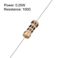 thumbnail image 2 of 100Pcs Axial Carbon Film Resistors 100 Ohm 0.25W 5%Tolerances 4 Color Bands, 2 of 4