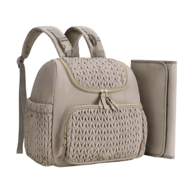 Bolsa de pañales para bebé, mochila para pañales para mujer, elegante bolsa de pañales de viaje multifuncional para mamá, bolso para bocadillos, mamá Marrón