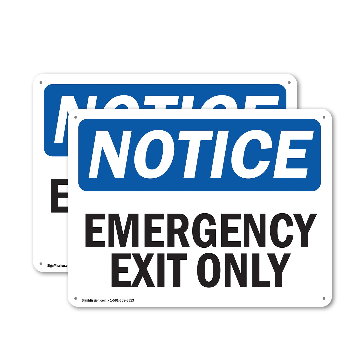 (2 Pack) Emergency Exit Only OSHA Notice Sign 14 Inch X 10 Inch Indoor / Outdoor Rust-Free Aluminum Metal Signs for Workplace Workshop and Construction Site Made in the USA