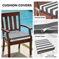 thumbnail image 3 of Outdoor Patio Cushion Covers 4 Pack Classical Stripe Patio Chair Cushion Covers with Ties and Zipper Dark Grey Waterproof Outdoor Seat Cushion Covers for Patio Furniture 22"x22", 3 of 9