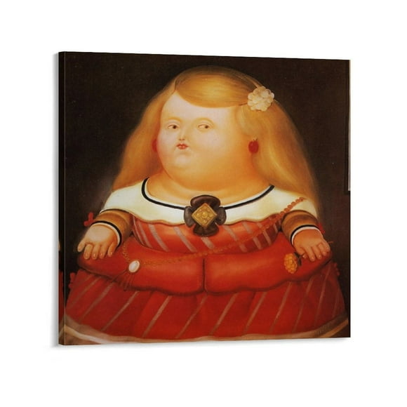 Fernando Botero Artist's Work Illustration Girl Poster Gifts Canvas Painting Poster Wall Art Decorative Picture Prints Modern Decor 20x20inch(50x50cm)