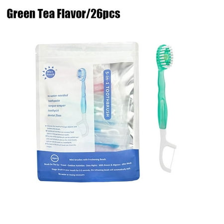 Disposable Toothbrushes with Toothpaste, 5-in-1 Tool(Mini Toothbrush & Floss & Tongue Scraper & Toothpick Set) with Bursting BeadPortable Oral Care for Home&All in-One Oral Care on The Go