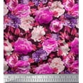thumbnail image 1 of Soimoi Pink Rayon Fabric Leaves & Floral Print Sewing Fabric BTY 42 Inch Wide, 1 of 1