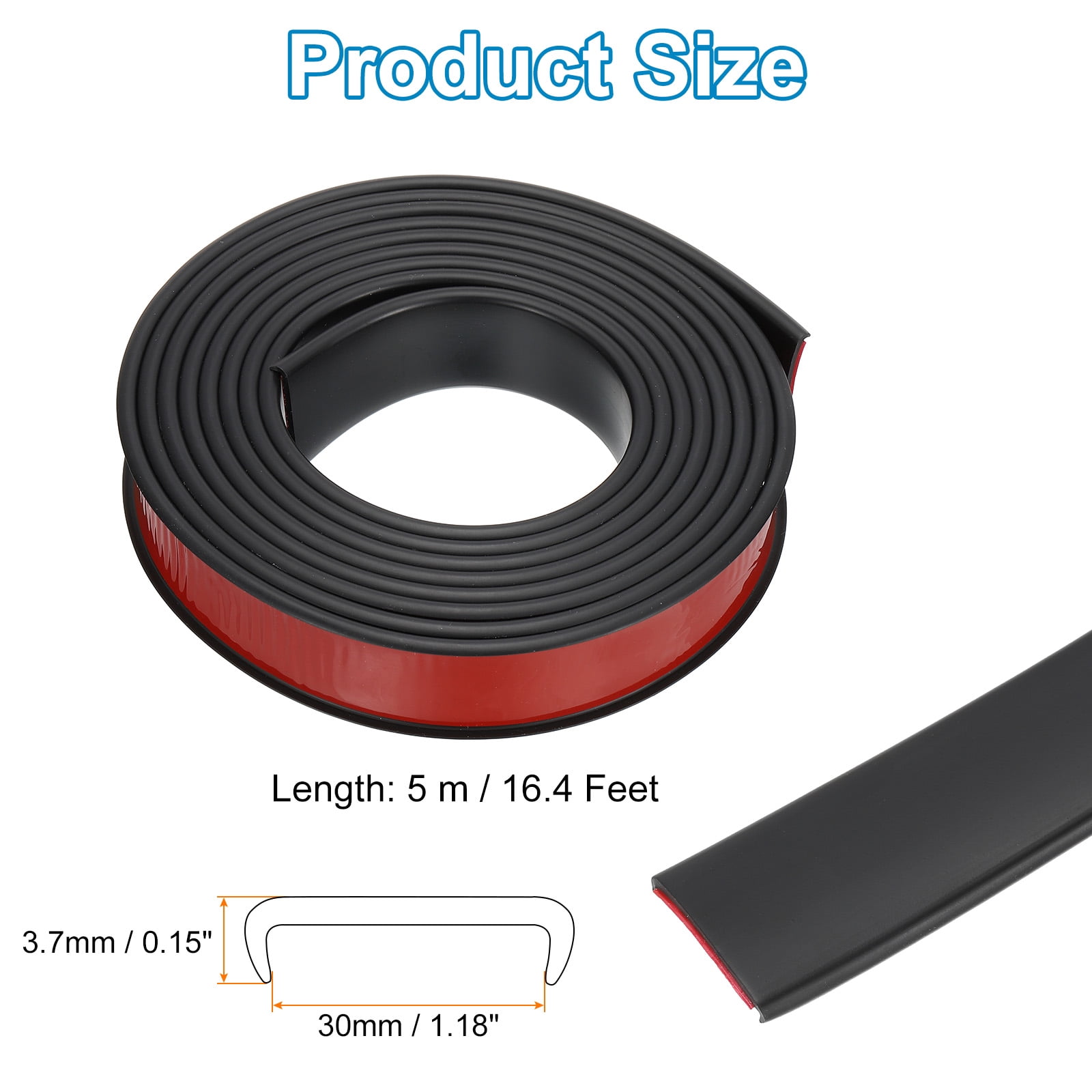 Uxcell TPE U-Shape Edge Banding, 1-3/16 Inch x 16.4ft Self Adhesive Flexible Veneer Edging Trim Edge Protector, Black