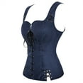 thumbnail image 2 of Grebrafan Corset Pirate Burlesque Lace up Clothing for Women Blue M, 2 of 5